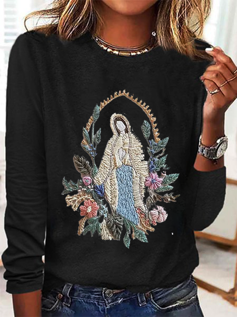 Women's Mary Faith Floral Print Long Sleeve T-Shirt