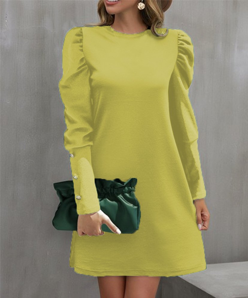 Women's Crew Neck Casual Midi H-Line Dress