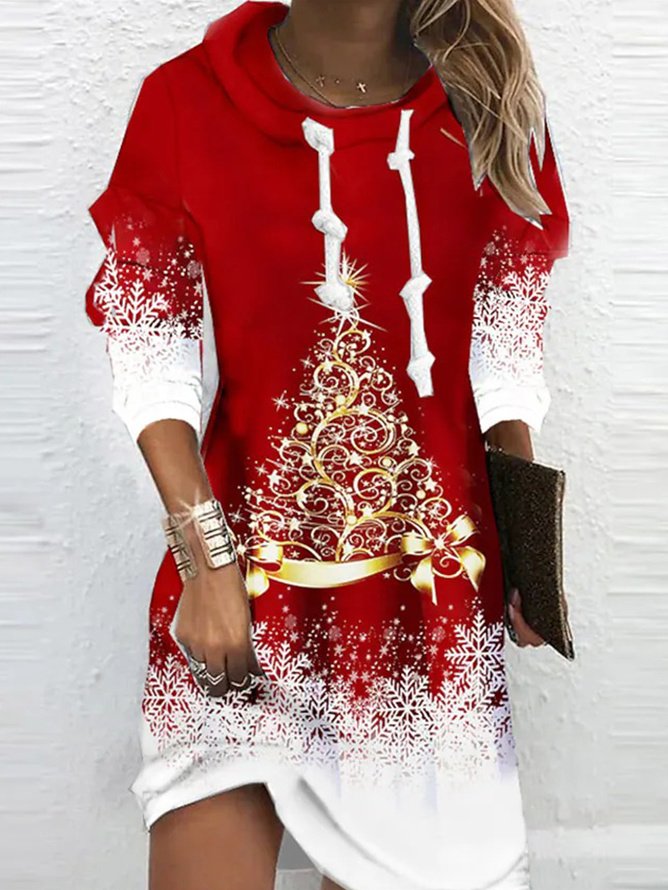 Christmas Casual Loose Long sleeve Tunic Dress