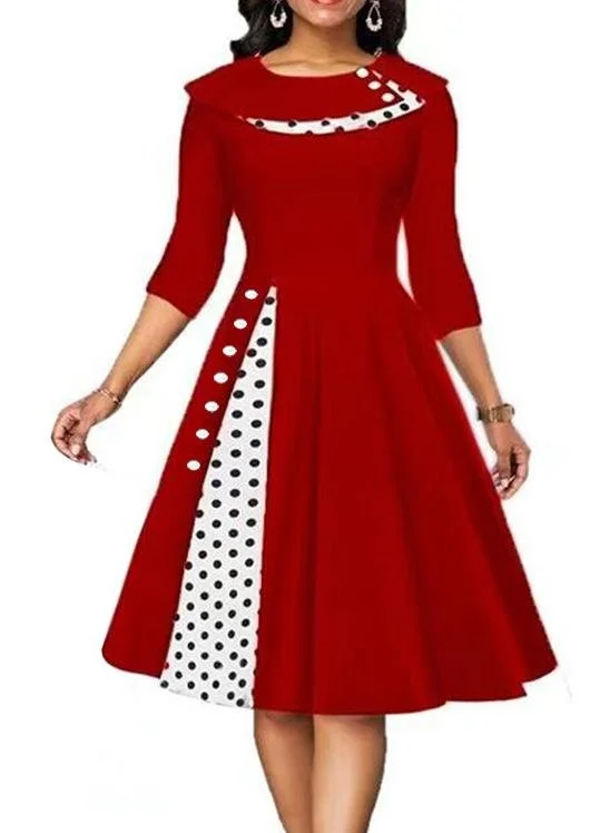 Polka Dots Casual Jersey Fit Dress