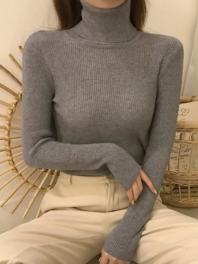 Casual Plain Regular Fit Mock Neck Sweater