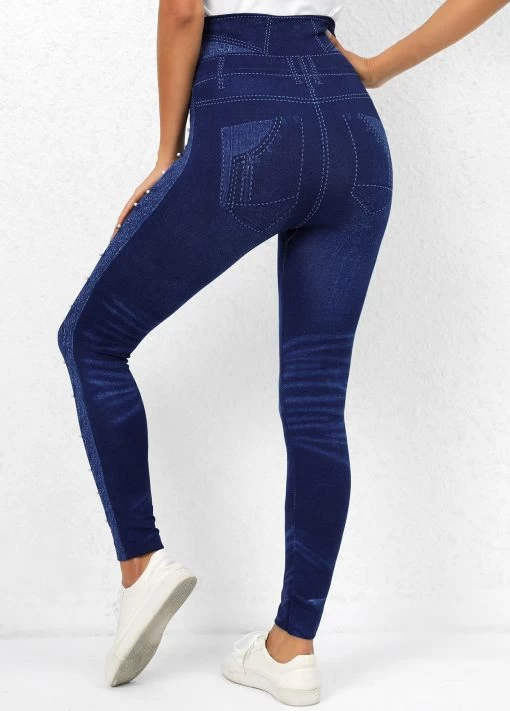 Casual Tight Denim Print Graphic Leggings