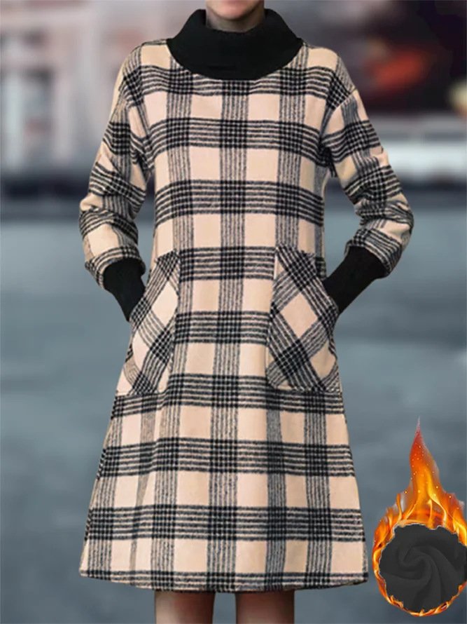 Plaid Casual Dress With No