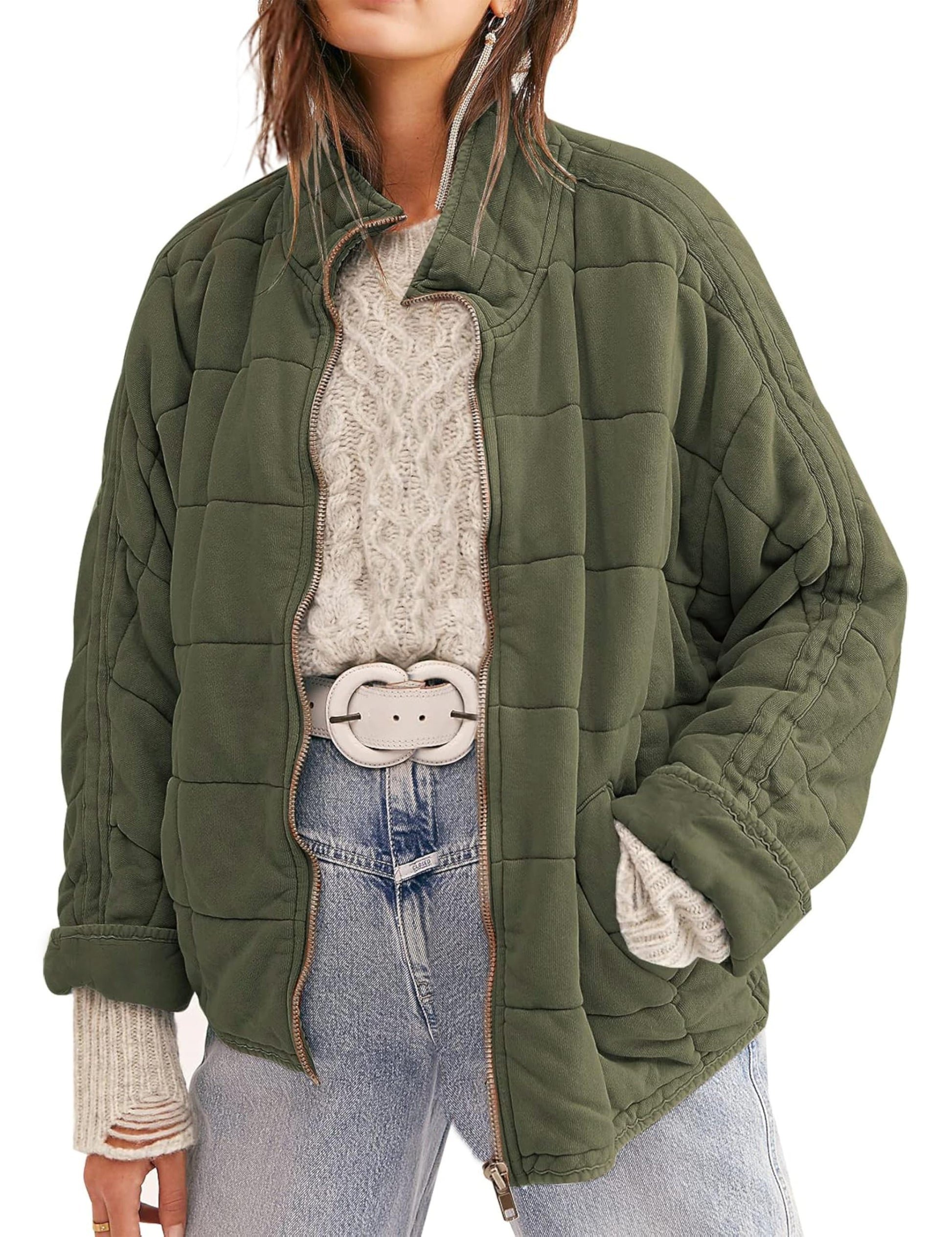 Casual Loose Plain Mock Neck Padded Jacket