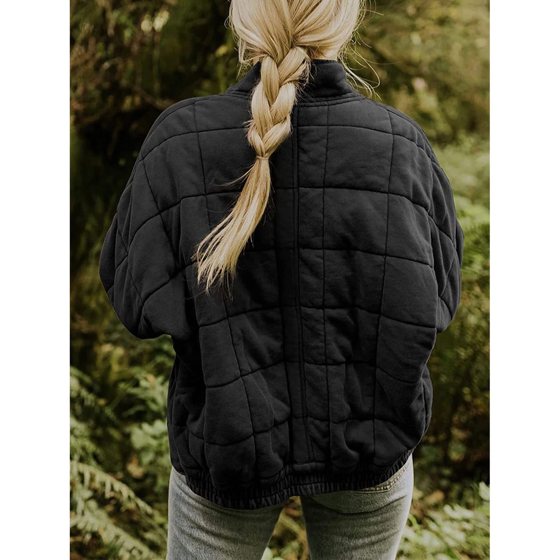 Casual Loose Plain Mock Neck Padded Jacket