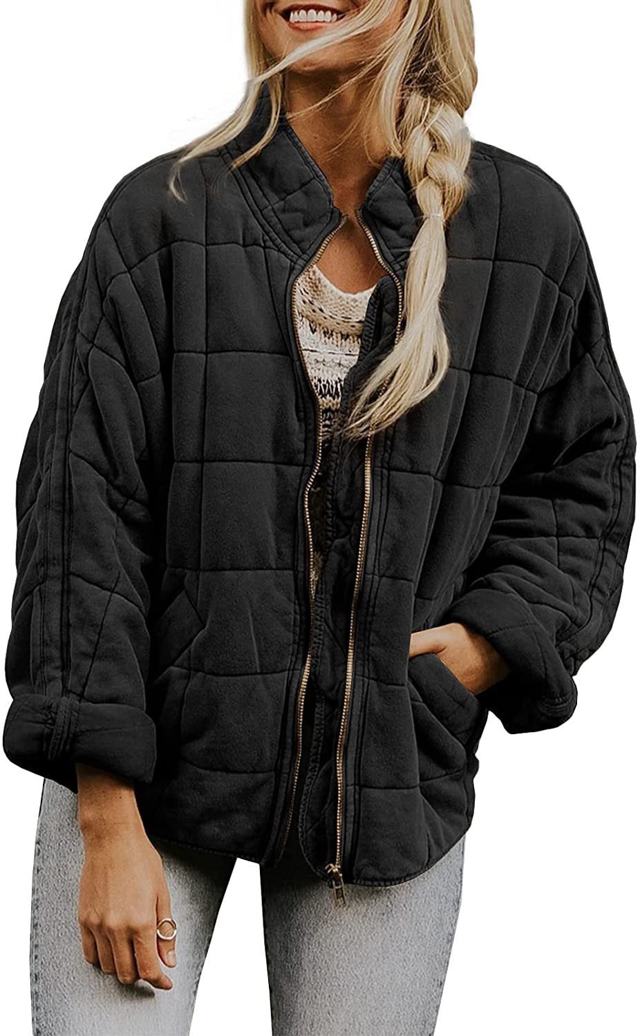 Casual Loose Plain Mock Neck Padded Jacket