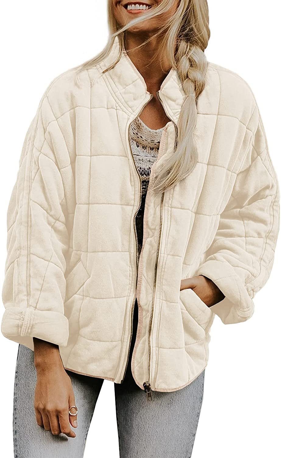 Casual Loose Plain Mock Neck Padded Jacket