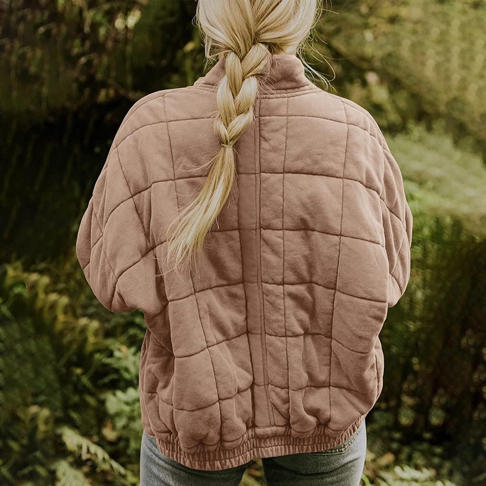 Casual Loose Plain Mock Neck Padded Jacket