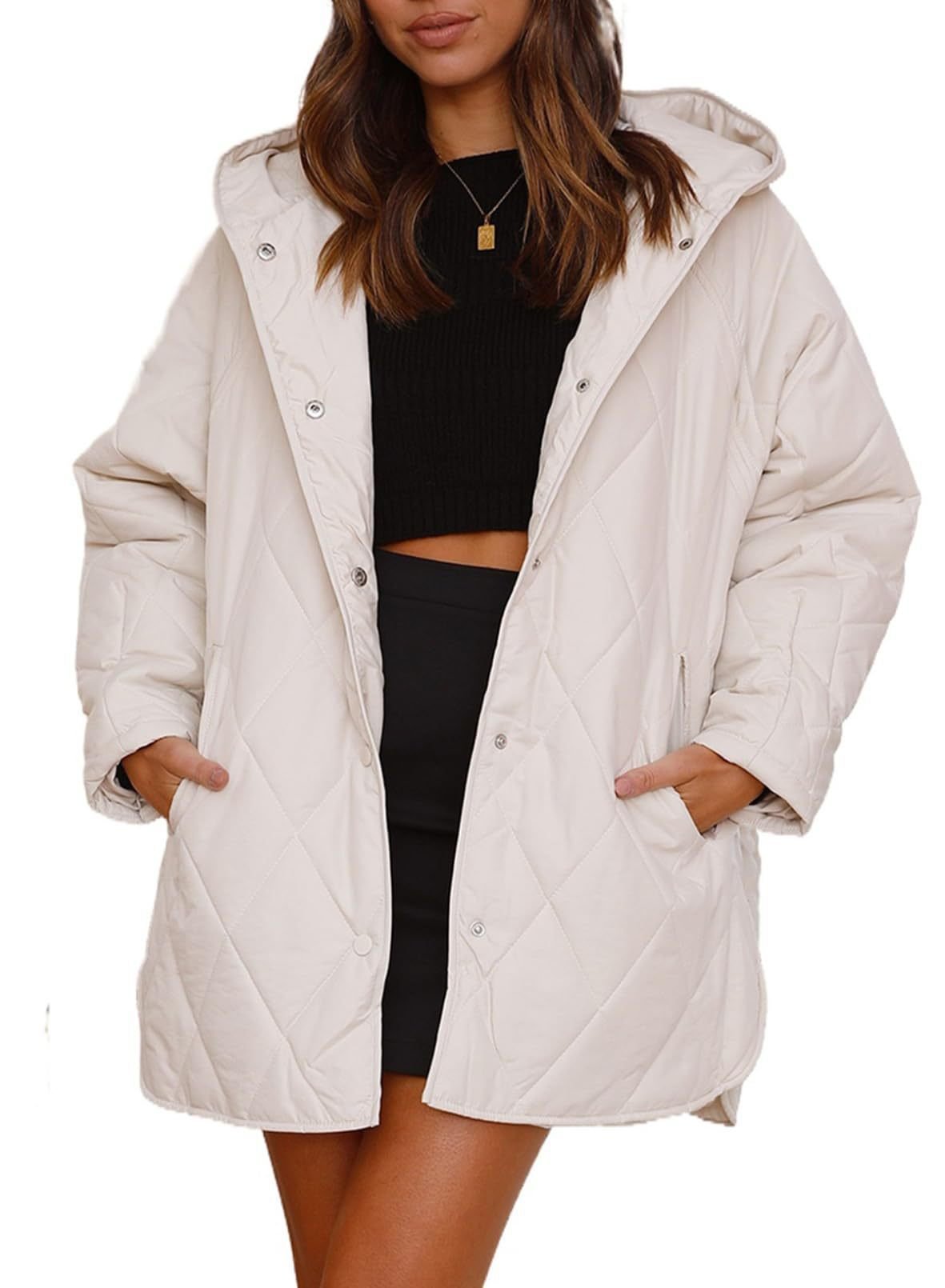 Hoodie Plain Casual Loose Padded Jacket