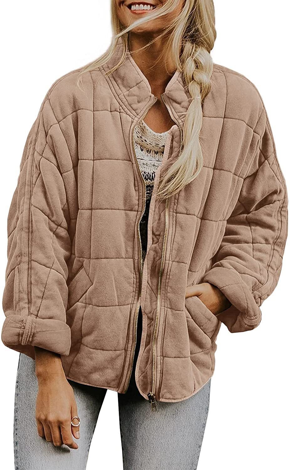 Casual Loose Plain Mock Neck Padded Jacket