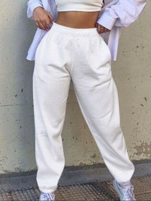 Casual Plain Loose Sweatpants & Joggers