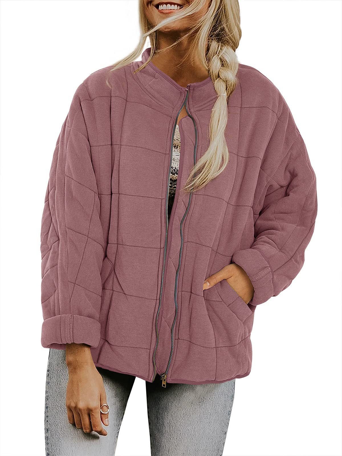 Casual Loose Plain Mock Neck Padded Jacket