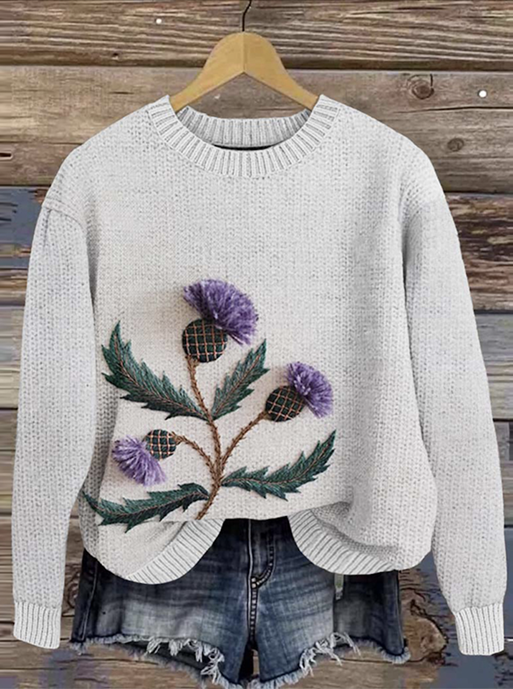 Scottish floral round neck sweater