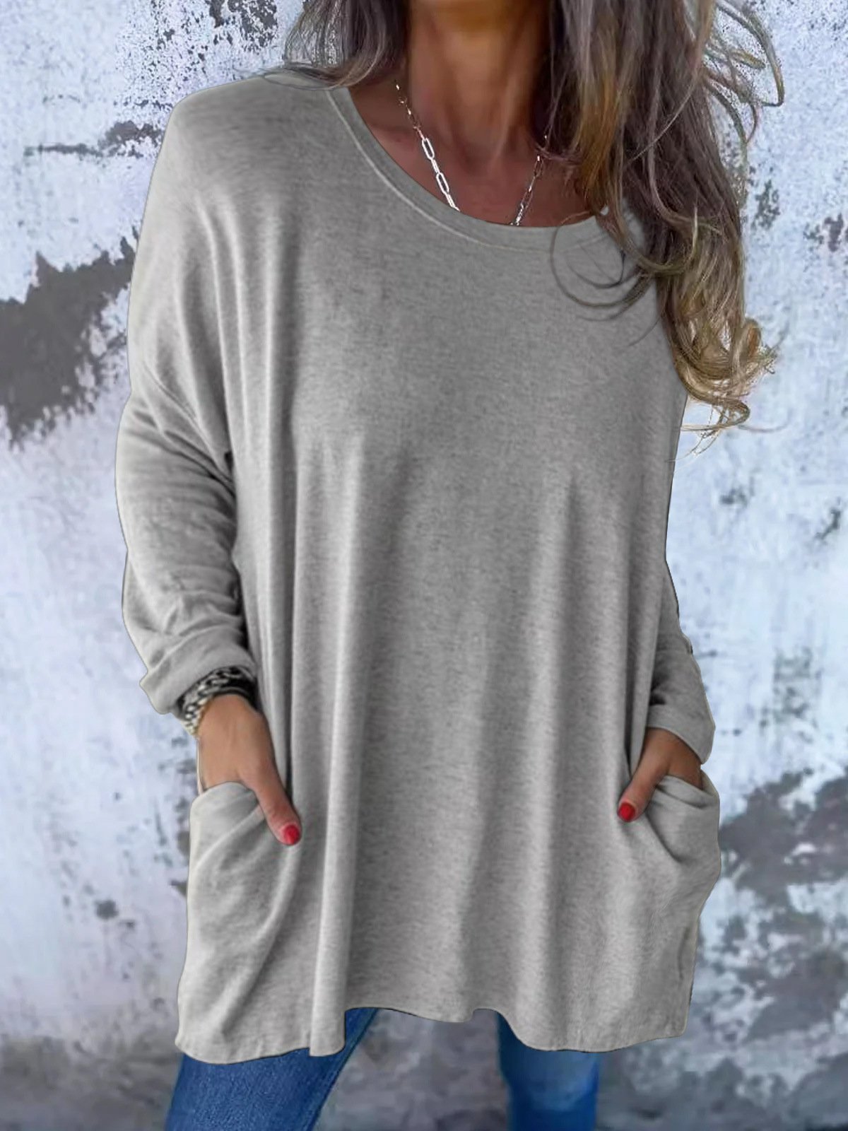 Loose Casual Plain Yarn/Wool Yarn Sweater