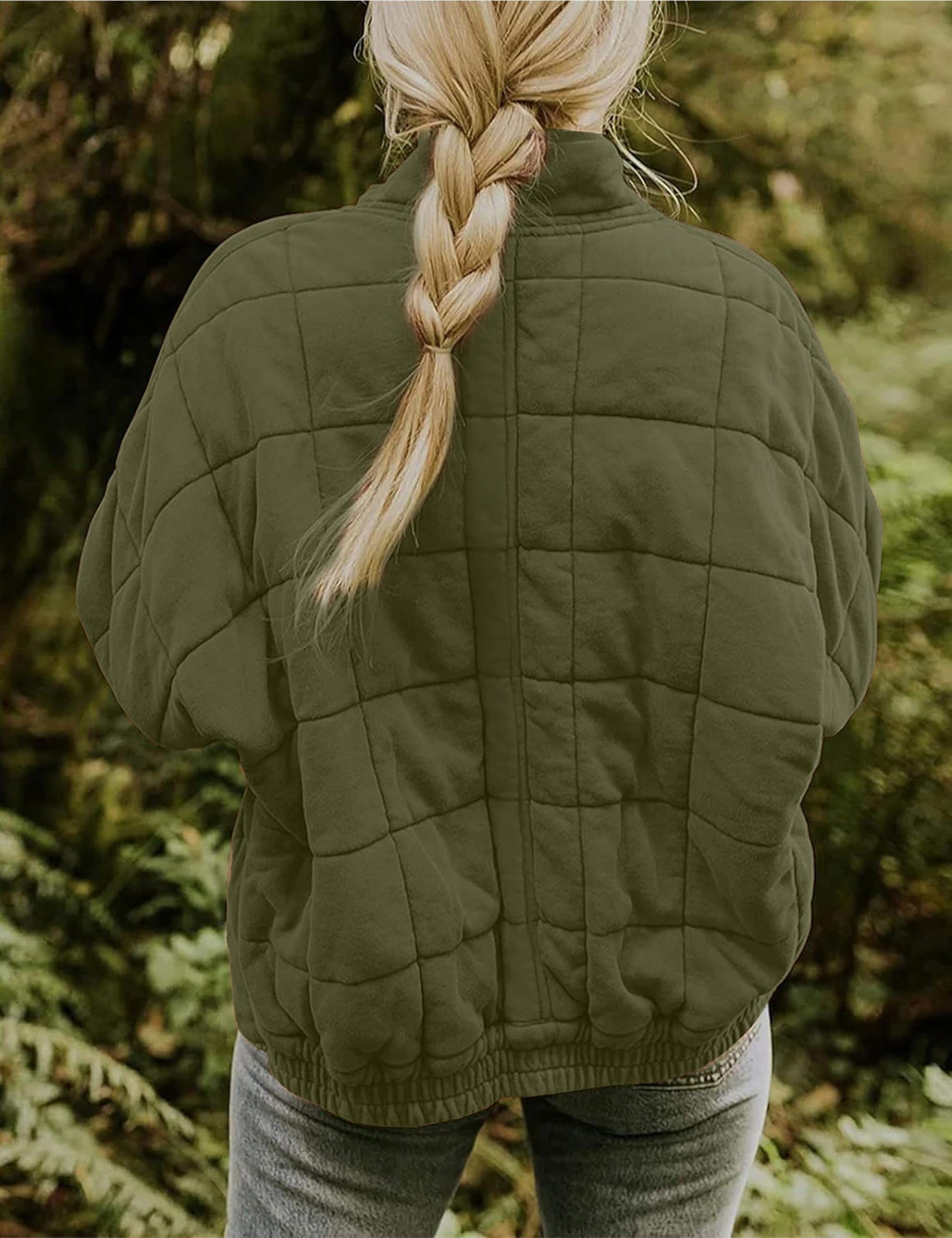 Casual Loose Plain Mock Neck Padded Jacket