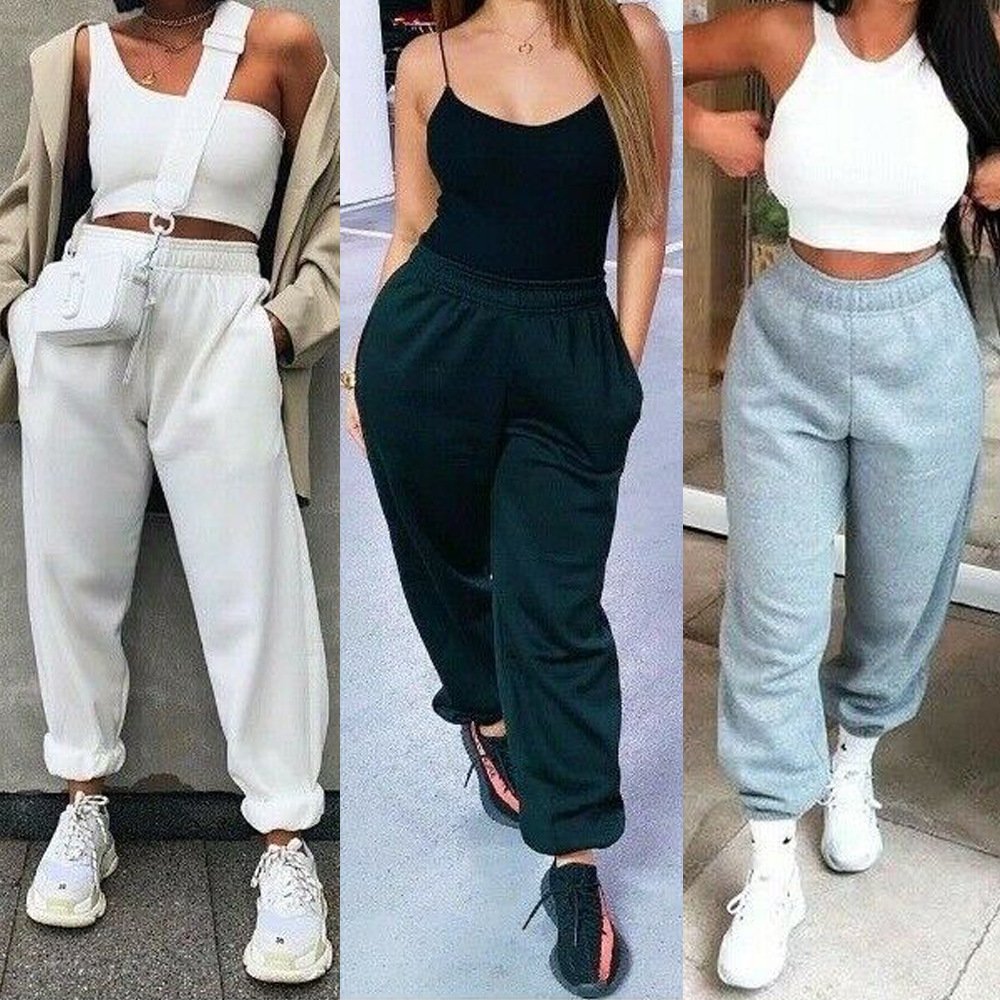 Casual Plain Loose Sweatpants & Joggers