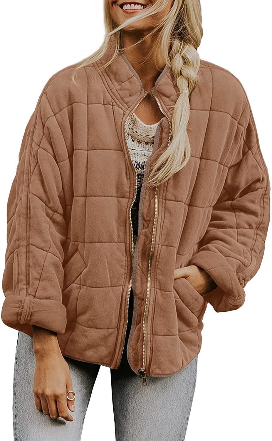 Casual Loose Plain Mock Neck Padded Jacket