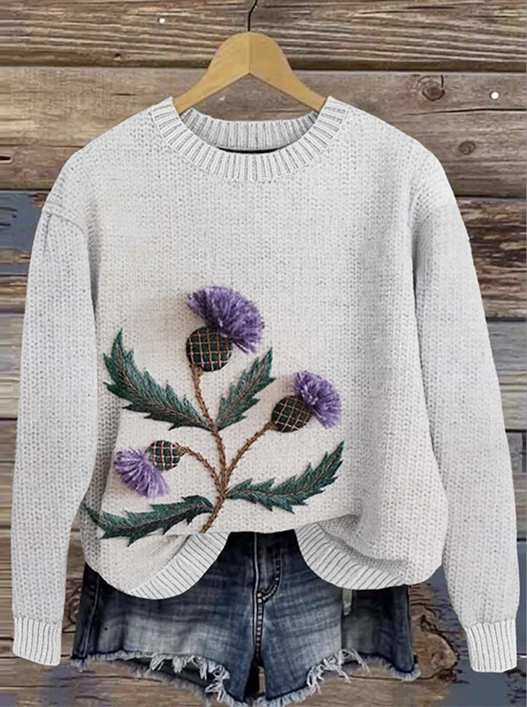 Scottish floral round neck sweater