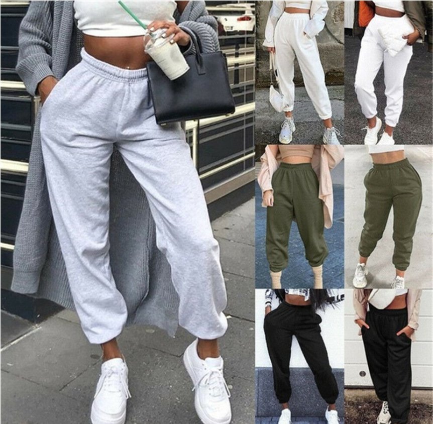 Casual Plain Loose Sweatpants & Joggers