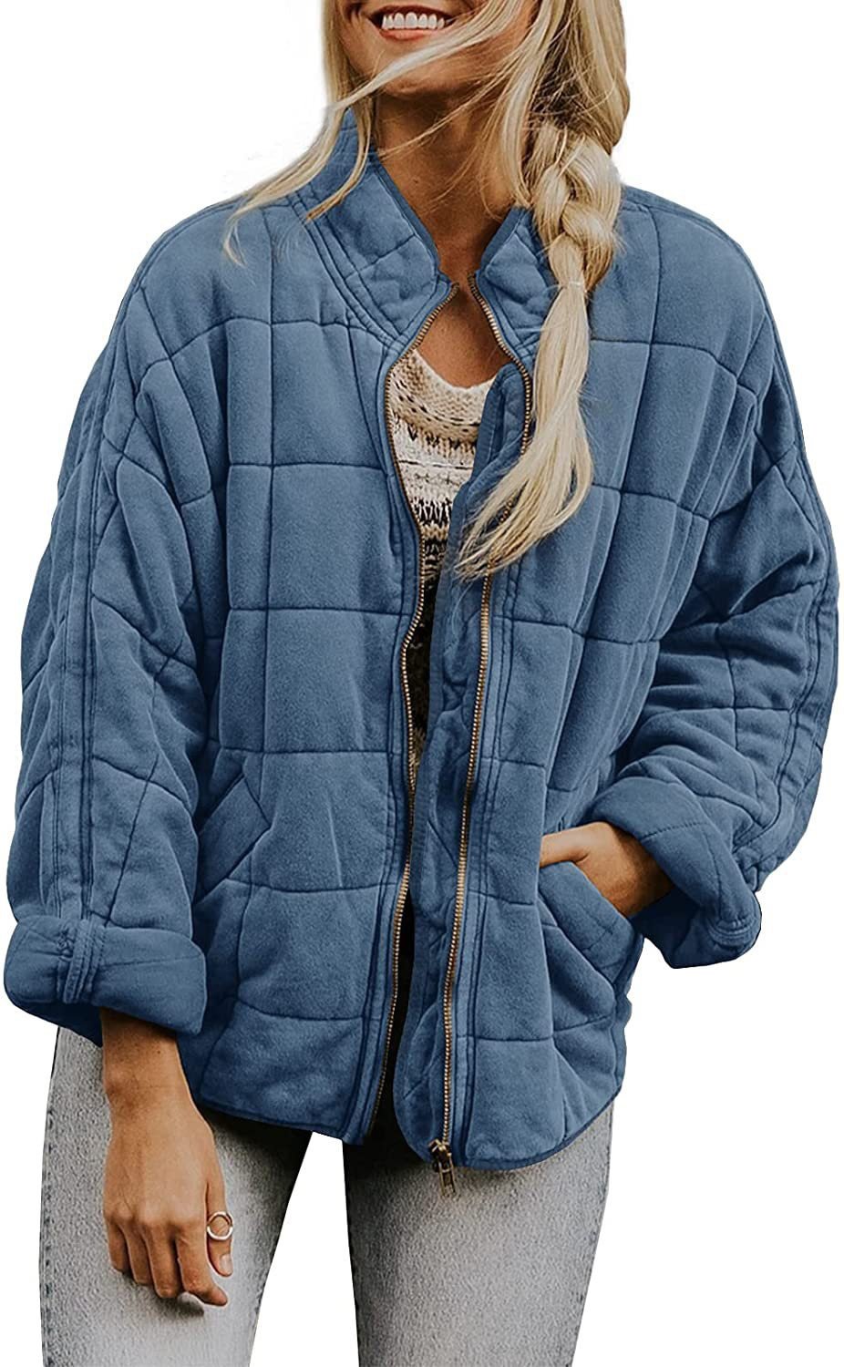 Casual Loose Plain Mock Neck Padded Jacket