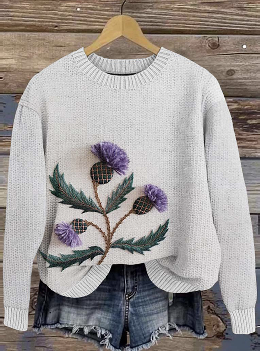 Scottish floral round neck sweater