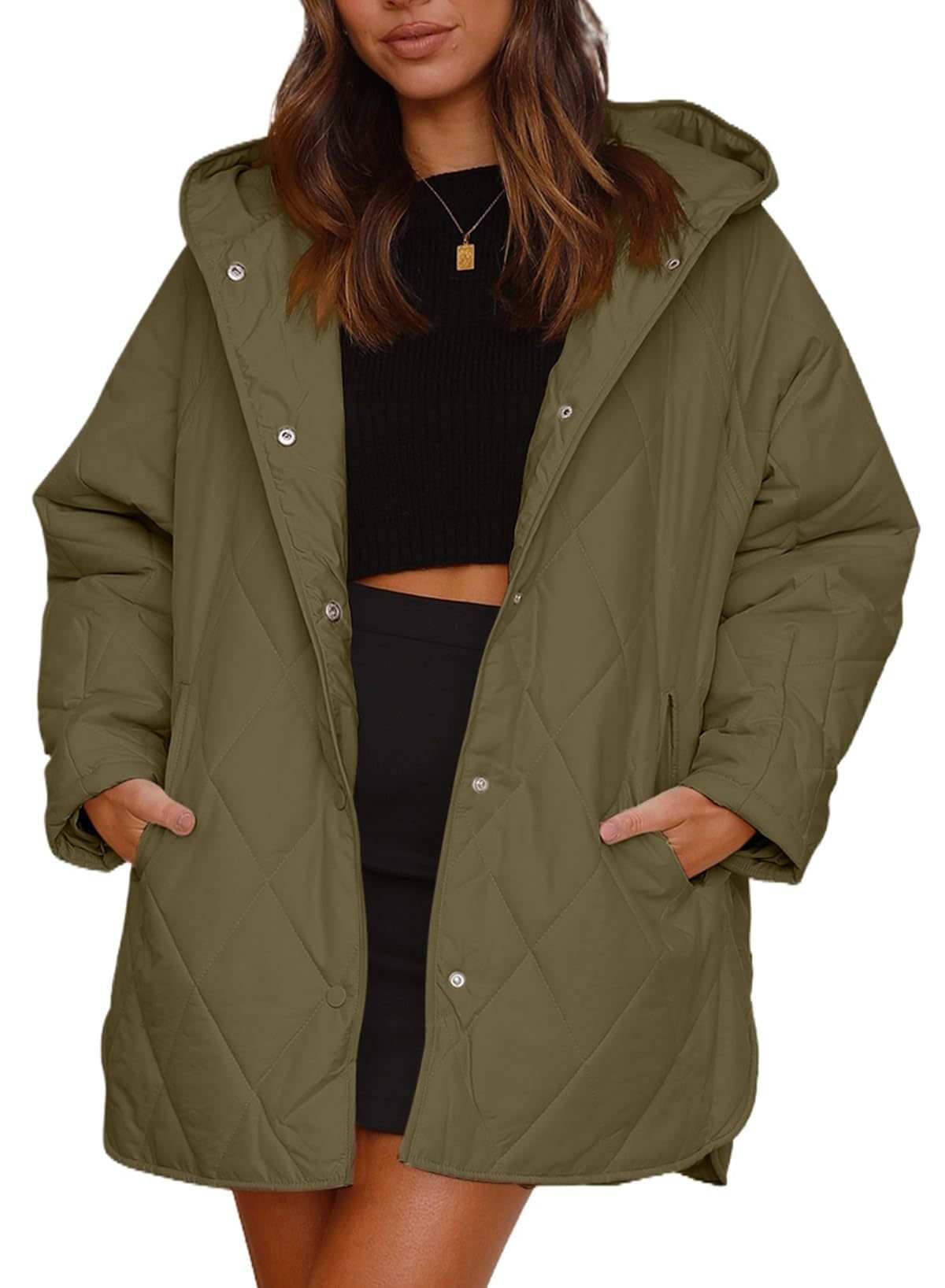 Hoodie Plain Casual Loose Padded Jacket