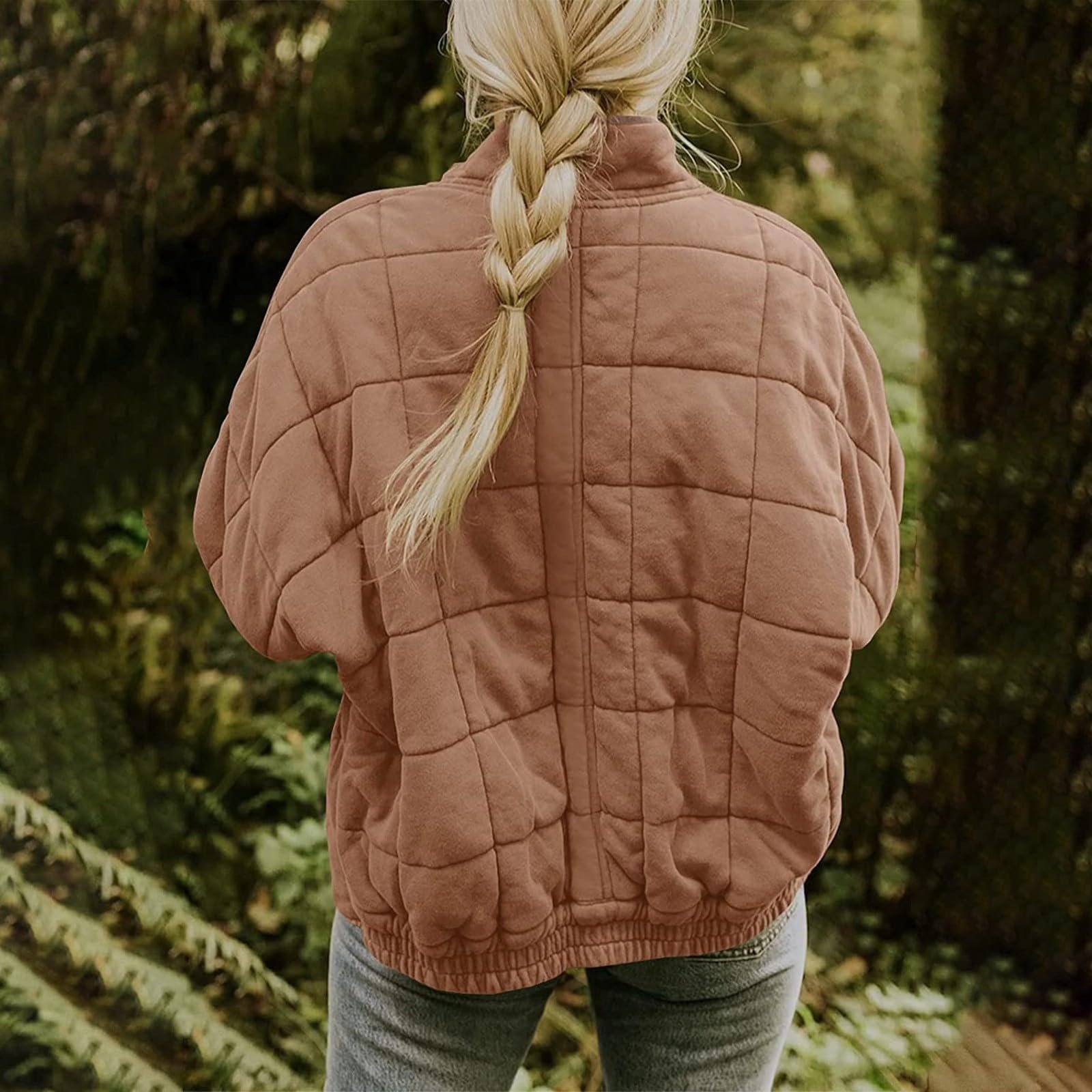 Casual Loose Plain Mock Neck Padded Jacket