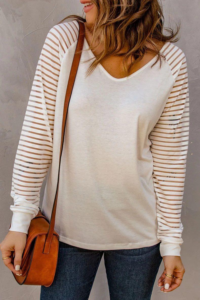 V Neck Plain Casual Loose T-Shirt