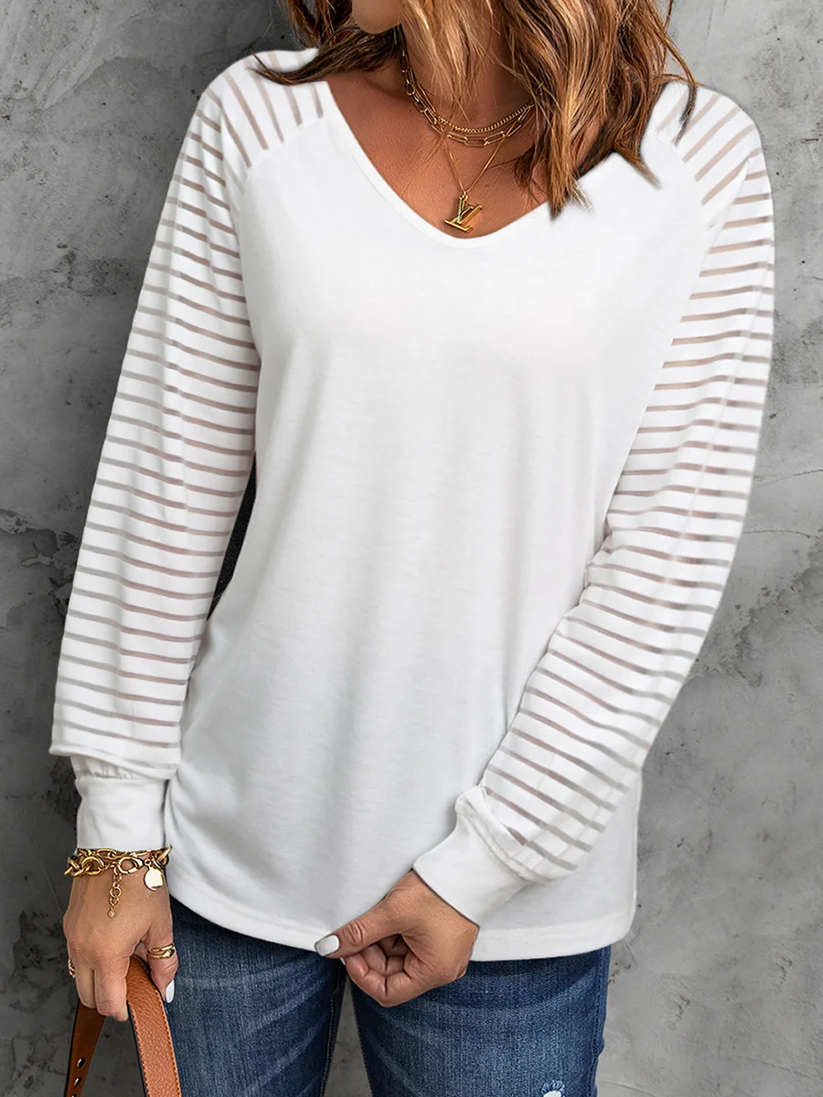 V Neck Plain Casual Loose T-Shirt