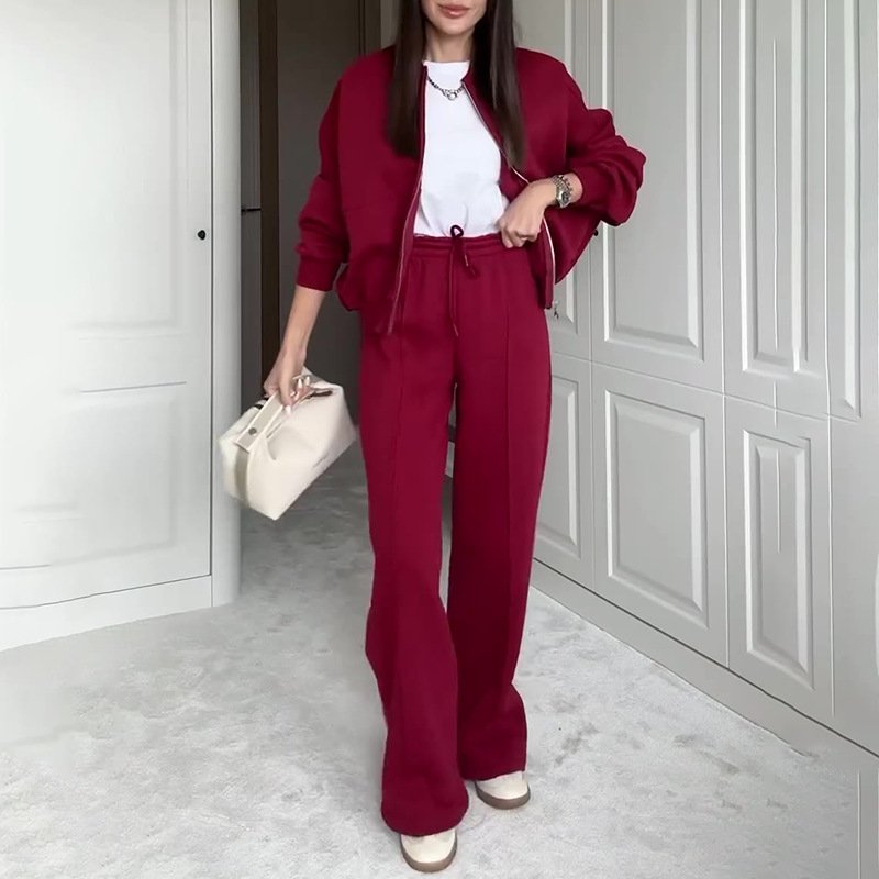 Casual Loose Sweetheart Neckline Plain Two-Piece Set