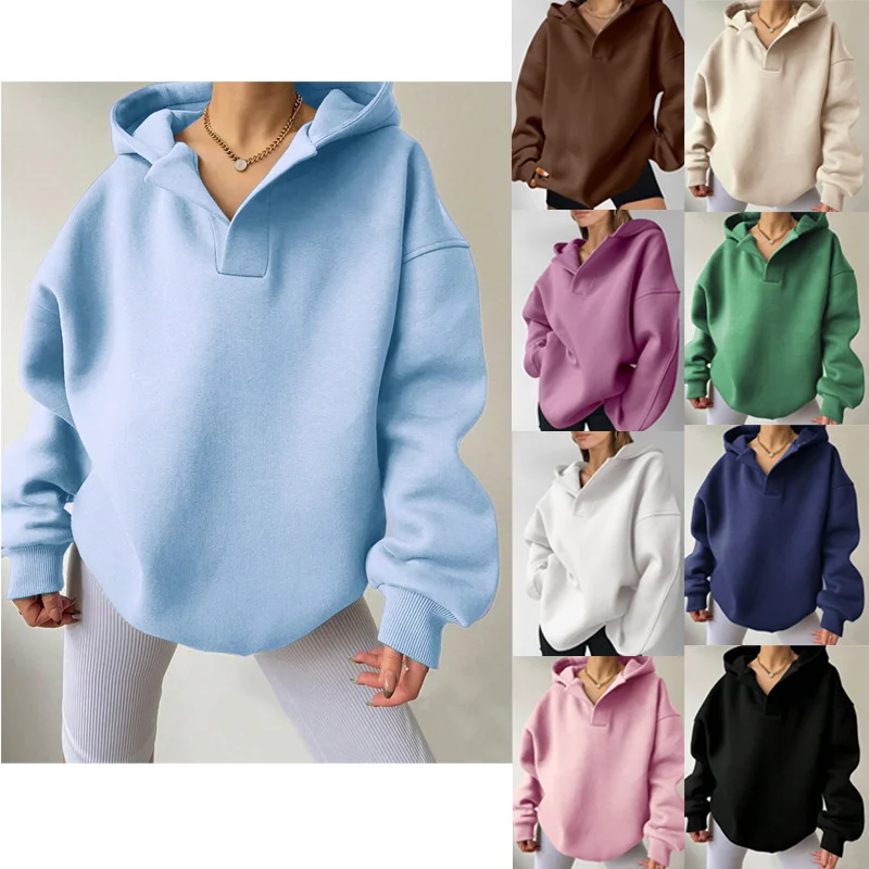 Casual Loose Plain Hoodie Hoodie