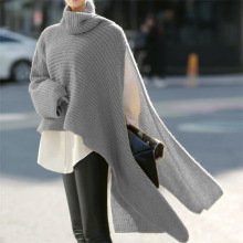 Plain Loose Casual Yarn/Wool Yarn Sweater