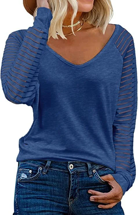 V Neck Plain Casual Loose T-Shirt