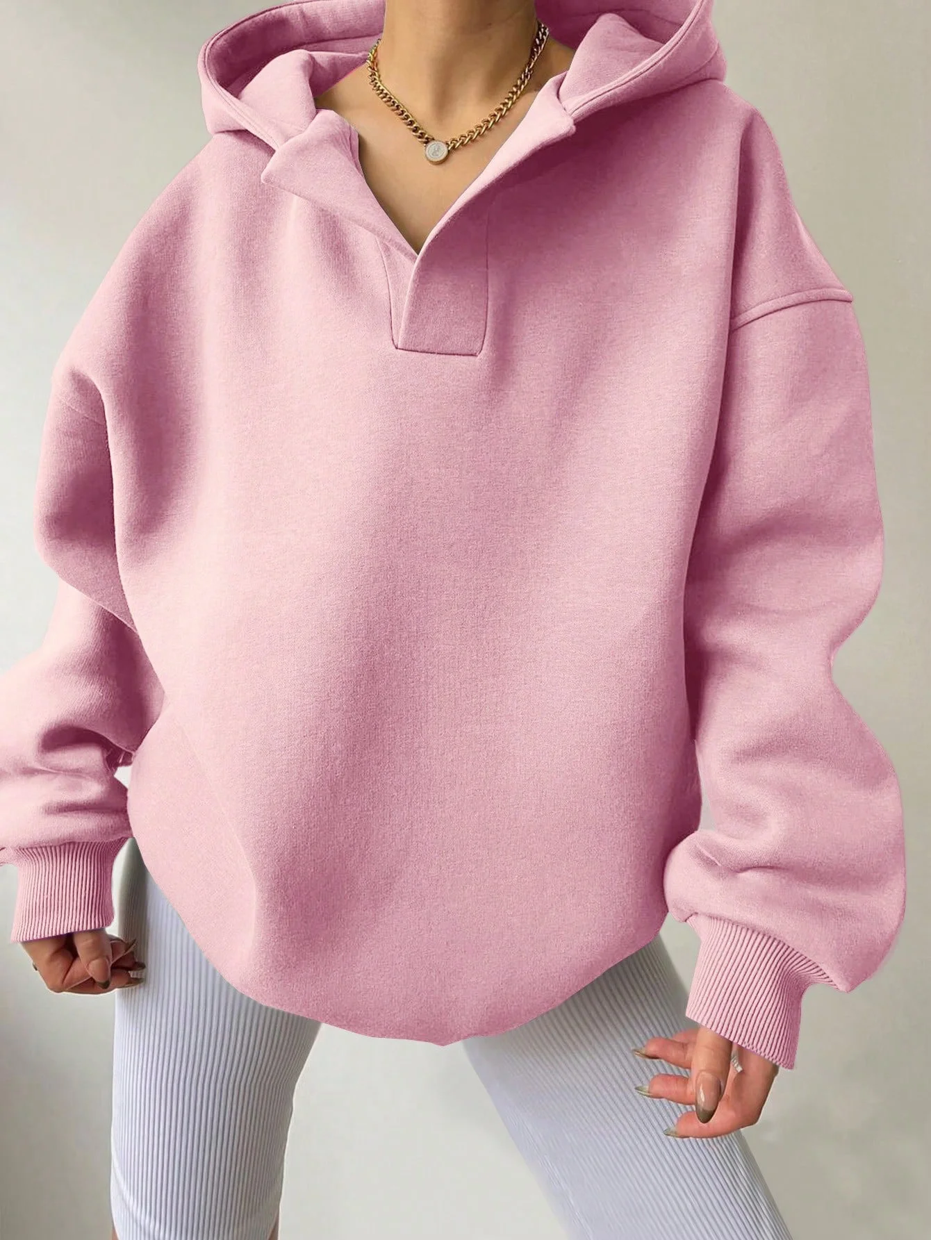 Casual Loose Plain Hoodie Hoodie