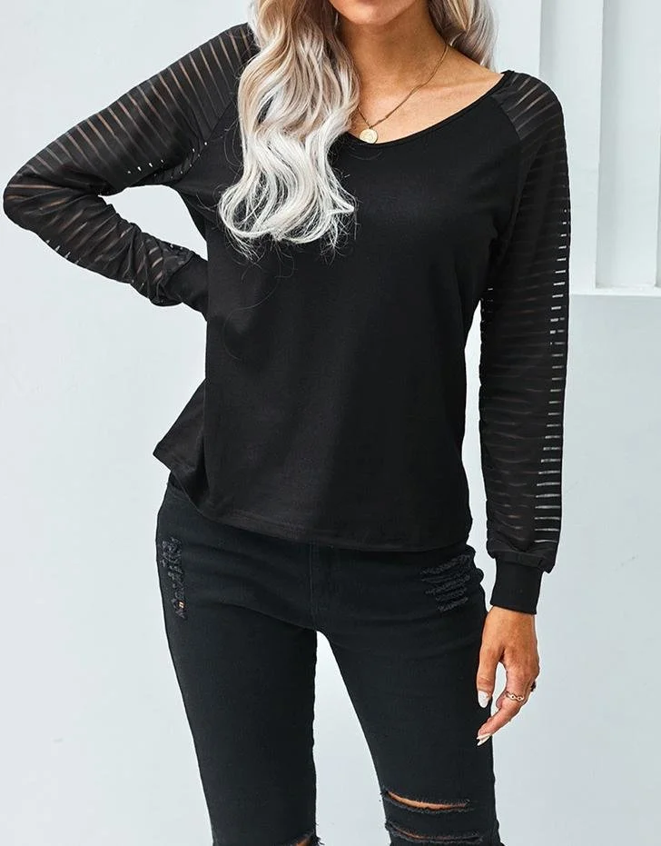 V Neck Plain Casual Loose T-Shirt