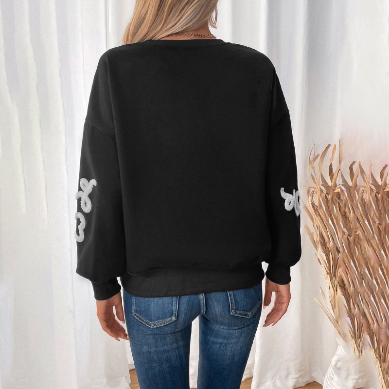 Loose Heart/Cordate Fluff/Granular Fleece Fabric Casual Sweatshirt