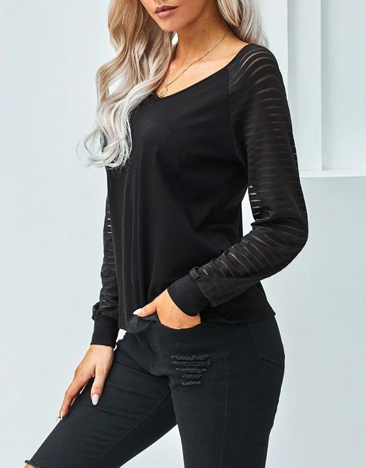 V Neck Plain Casual Loose T-Shirt