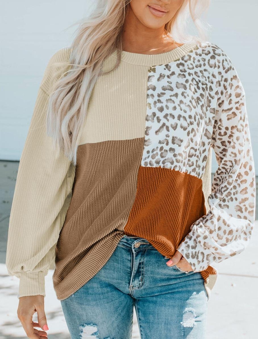 Multicolor Block Loose Casual Sweatshirt