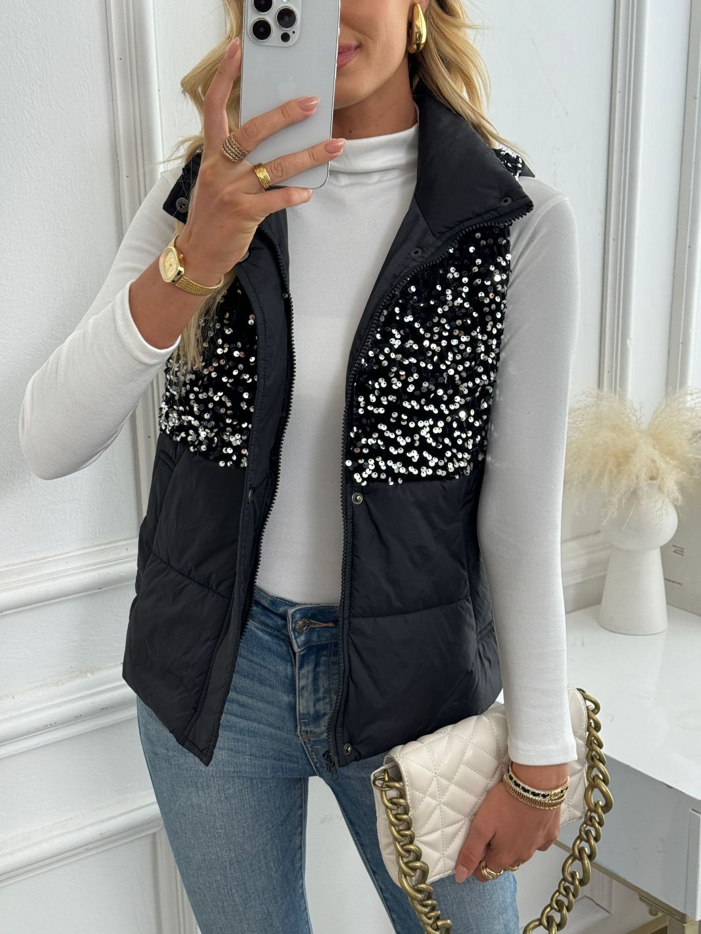 Casual Regular Fit Plain Mock Neck Vest