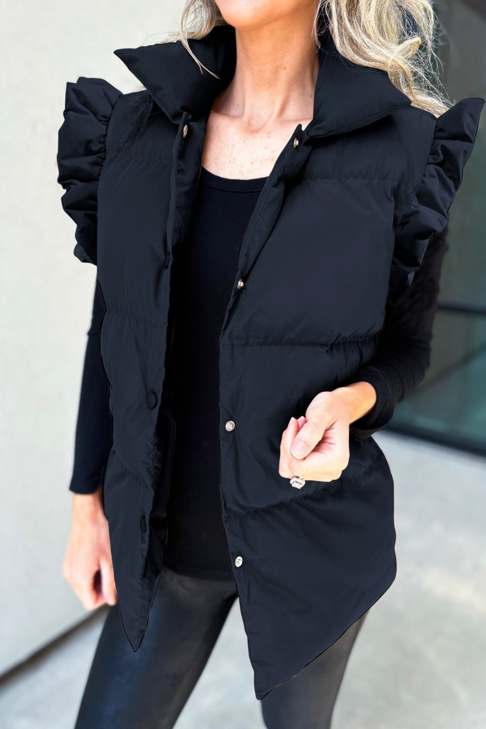 Plain Casual Loose Shawl Collar Vest