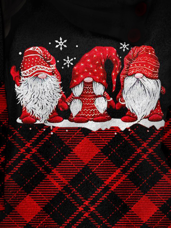 Christmas Plaid Round Neck Casual T-Shirt