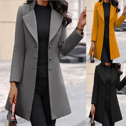 Casual Plain Shawl Collar Coat