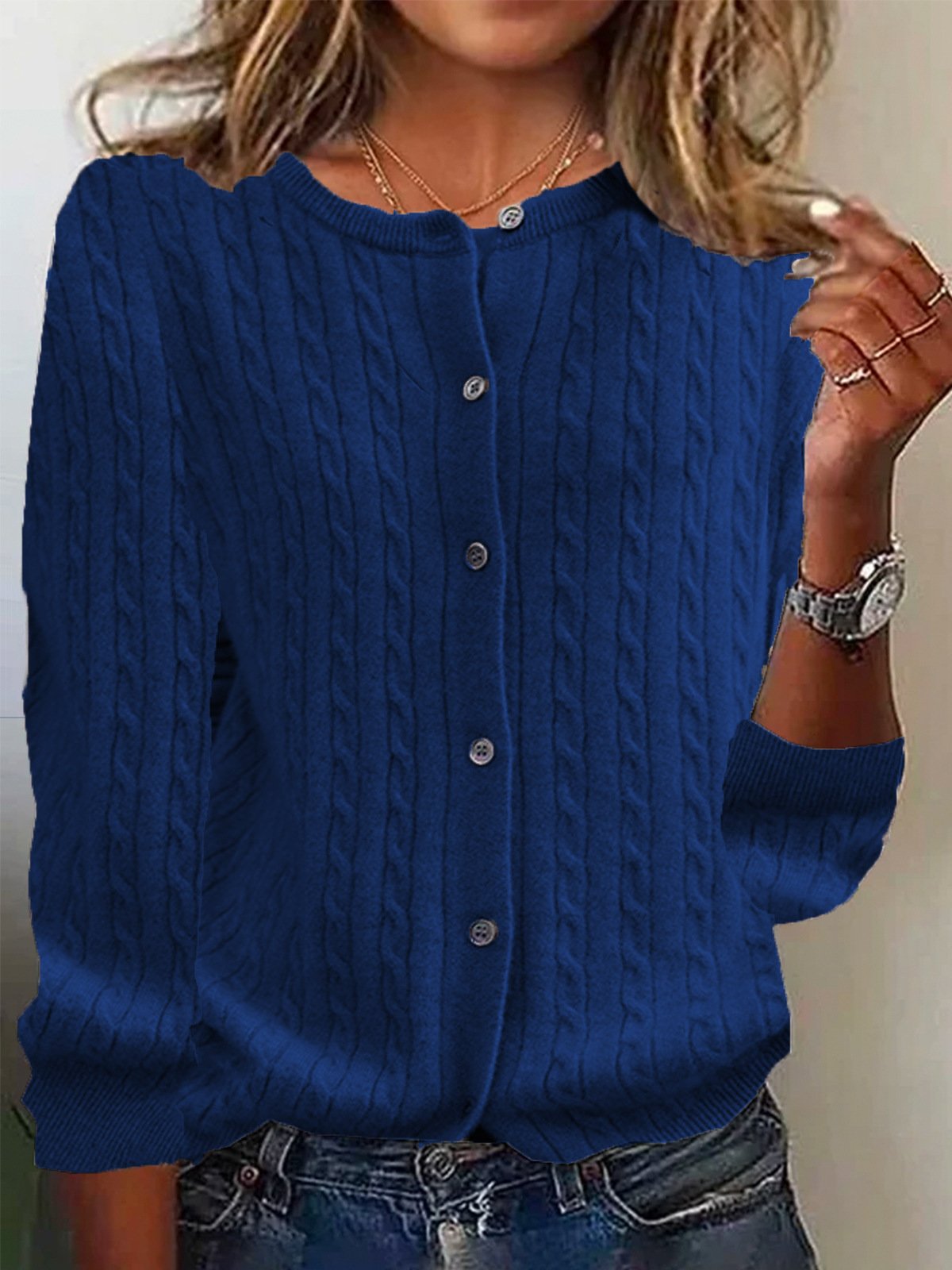 Casual Loose Crew Neck Yarn/Wool Yarn Sweater