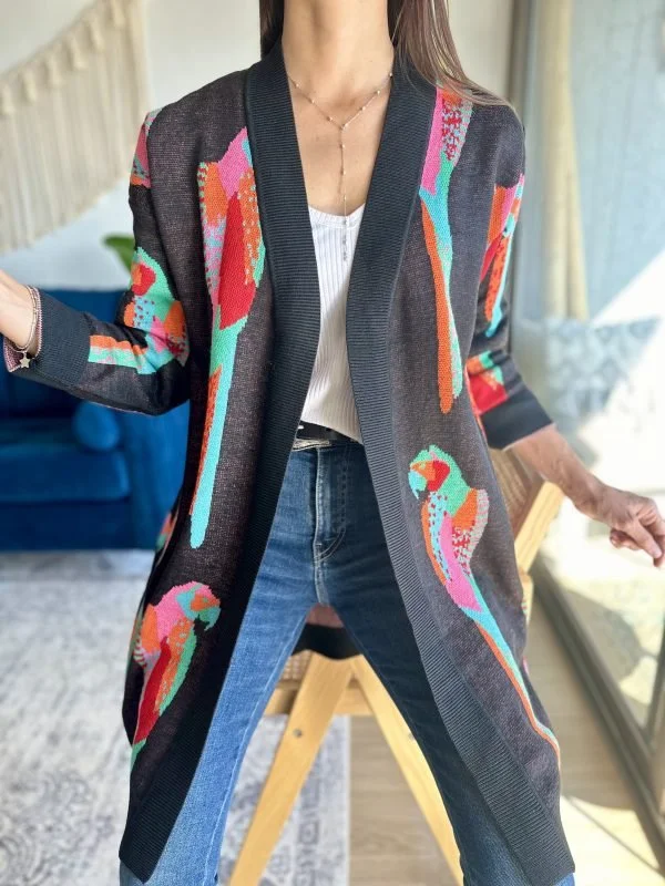 Random Print Casual Loose Others Cardigan