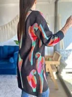 Random Print Casual Loose Others Cardigan