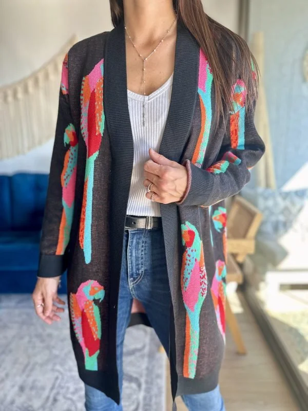 Random Print Casual Loose Others Cardigan