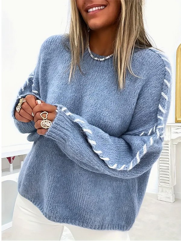 Loose Crew Neck Casual Plain Sweater