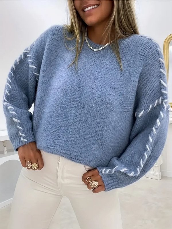 Loose Crew Neck Casual Plain Sweater