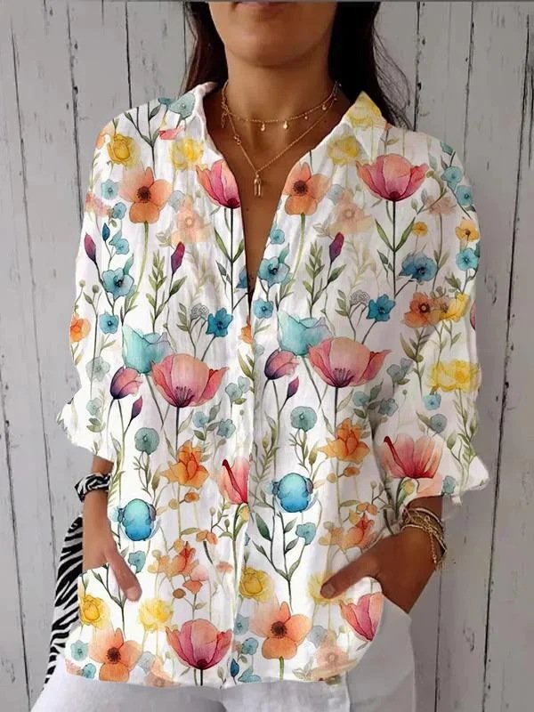 Floral Casual Shirt Collar Shirt