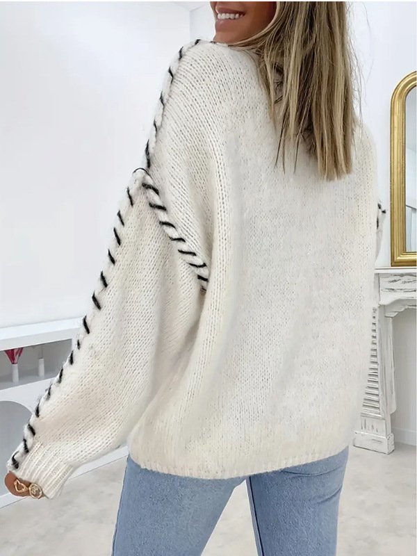 Loose Crew Neck Casual Plain Sweater